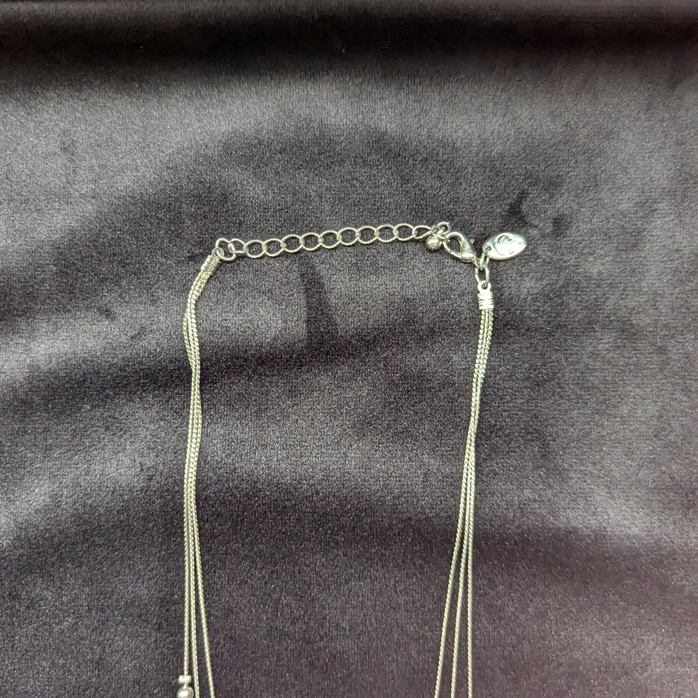 Silver Color Multi-Layer Necklace With Rhinestone Crystals - Picture 7 of 8